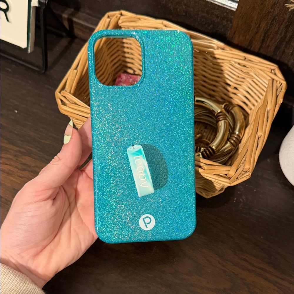 Loopy Teal Glitter Phone Case